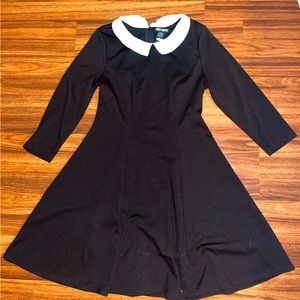Hot Topic Wednesday Addams Black Goth Peter Pan Collar 3/4 Sleeve Dress, Sz L